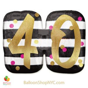 40th Milestone Happy Birthday Pink Gold Mylar Balloon 36 Inch Helium Inflated high-quality cheap balloons nyc delivery