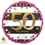 50st Milestone Happy Birthday Pink Gold Mylar Balloon 18 Inch Helium Inflated high-quality cheap balloons nyc delivery