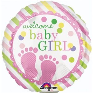 Welcome Baby Girl Mylar Party Balloon 18 Inch Inflated
