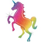 Holographic Rainbow Unicorn Foil Party Balloon 54 Inch Inflated