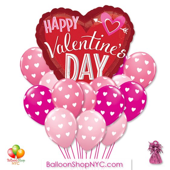Big Hearts Arrow Pink Rose Latex Balloons Bouquet Delivery in New York from Balloon Shop NYC