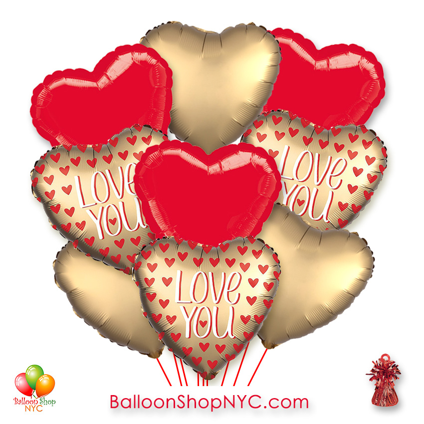 Red Valentine Hearts Bouquet (1 Giant Heart, 2 Foil Hearts
