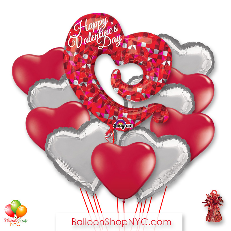 Happy Valentines Day Open Heart Balloon Bouquet Balloon Shop Nyc