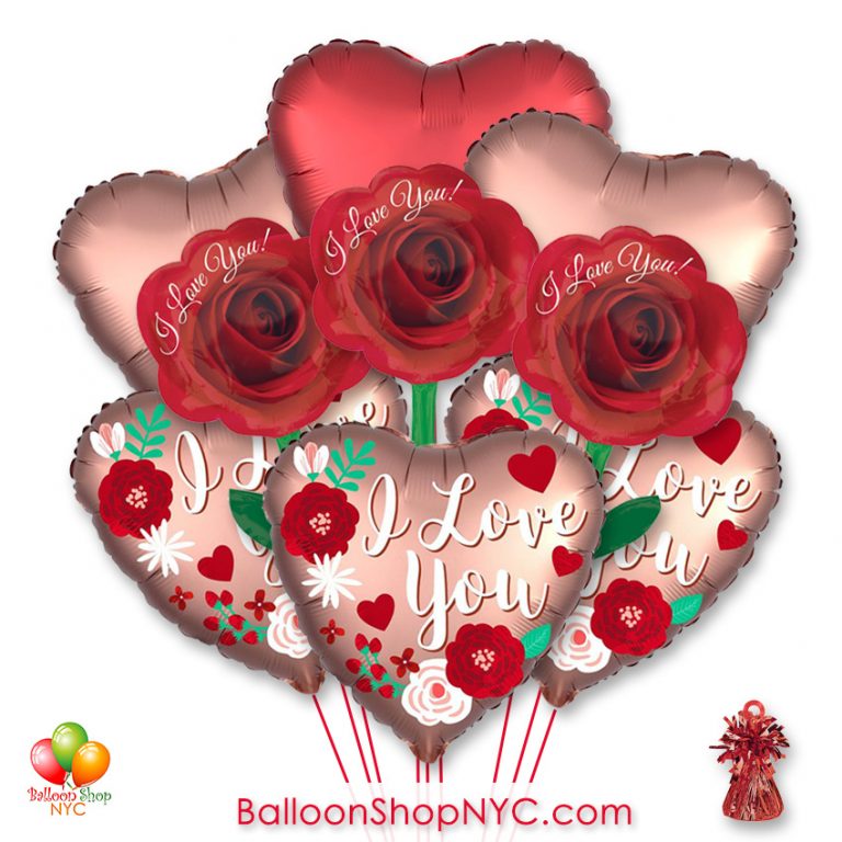 I Love You Roses Valentines Day Balloon Bouquet - New York Delivery