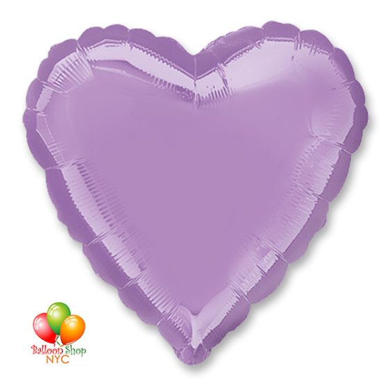 Lavander Heart Mylar Balloon 18 Inch Inflated Delivery in New York from Balloon Shop NYC