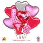 Love Letters Hearts Valentines Balloon Bouquet with Weight Delivery in New York from Balloon Shop NYC