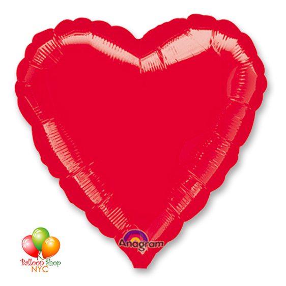 Red Heart Mylar Balloon 18 Inch Inflated Delivery in New York from Balloon Shop NYC