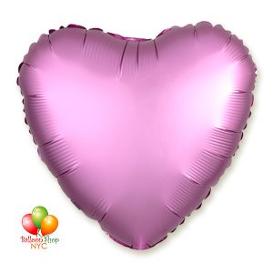 Satin Luxe Flamingo Pink Heart Balloon 18 Inch Inflated Delivery in New York from Balloon Shop NYC