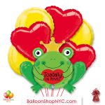 Toadally In Love Valentines Day Balloon Bouquet Inflated Delivery in New York from Balloon Shop NYC