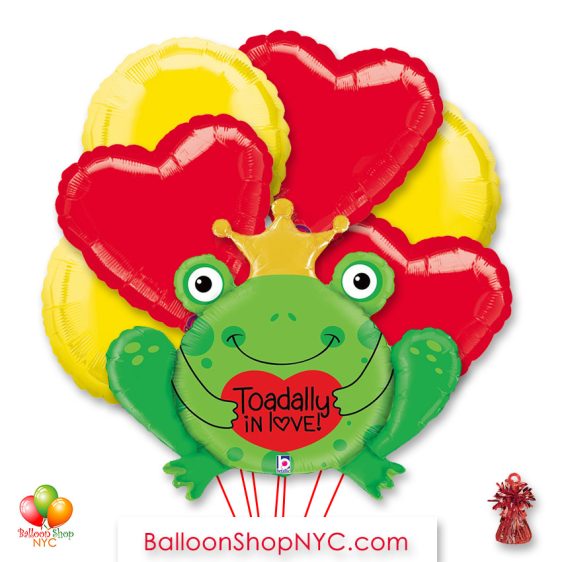 Toadally In Love Valentines Day Balloon Bouquet Inflated Delivery in New York from Balloon Shop NYC