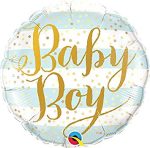 Baby Boy Blue Stripes Mylar Party Balloon 18 Inch Inflated