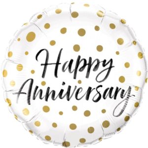 Happy Anniversary Gold Confetti Mylar Balloon 18 Inch Inflated