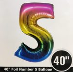 Number 5 Rainbow Foil Balloon 40 inch Inflated with Weight