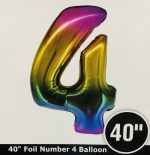 Number 4 Rainbow Foil Balloon 40 inch Inflated with Weight