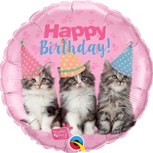 Studio Pets Birthday Kittens Mylar Balloon 18 Inch Inflated