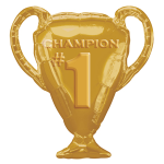 Gold Trophy 28 inch ( & Father's day )Mylar Balloon Inflated