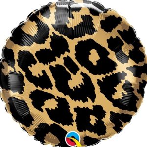 Leopard Gold Pattern Circle Mylar Party Balloon 18 Inch Inflated