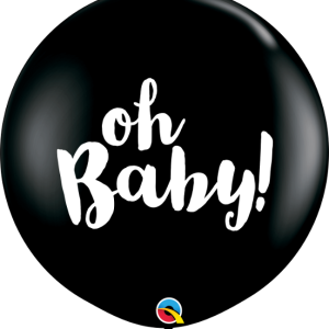 Oh Baby! 36 inch Black Latex Balloon Inflated