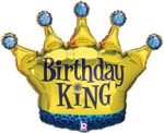 Birthday King Crown 30 inch Mylar Balloon inflated