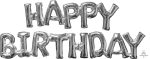 Silver Happy Birthday Air Filled Balloons Banner (14 H x 14 FT.  Does Not Float)