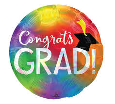 Iridescent Congrats Grad Rainbow 18" inflated Mylar balloon
