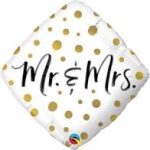 Mr & Mrs  gold dot Weddy  Party Balloon 18 Inch Inflated