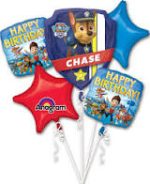 Paw Patrol Happy Birthday Mylar Balloon Bouquet Inflated attached to Weight