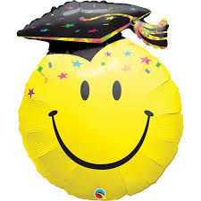 Qualatex Smile Face 36 Inch inflated Mylar balloon