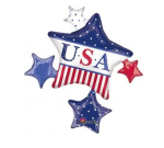 USA Star Cluster Patriotic (July 4th) Mylar Balloon 35 Inch Inflated
