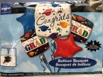 Colorful Congrats Grad Balloon Bouquet Inflated with Helium and attached to Weight