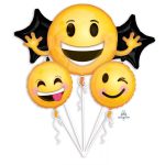 Emoji Smiley Mylar Balloon Bouquet Inflated with Helium