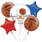 NBA Spalding Balloon Bouquet Inflated with Helium and attached to Weight