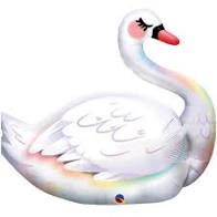 Supershape Swan 35 Inch Mylar Balloon Inflated with Helium