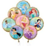 Disney Princess 8 Pieces Mylar Balloon Bouquet Inflated with Helium