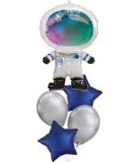 Astronaut Mylar and Latex Balloon Bouquet Inflated With Helium