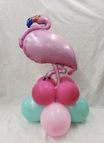 Flamingo Center Piece Latex & Mylar Balloon bouquet Inflated