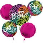 HB One of Kind Pink Leopard Mylar Balloon Bouquet Inflated With Helium