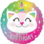 Satin Smiling Cat 17 inch Mylar Balloon Inflated Helium
