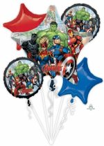 Marvel Avengers Mylar Balloon Bouquet Inflated with Helium and attached to Weight