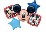 Mickey Mouse Birthday Mylar Balloon Bouquet Inflated attached to Weight