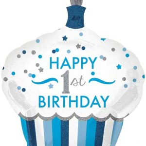 1st Birthday Cupcake boy Balloon Shape 36 Inch Inflated