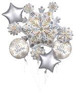 Let It Snow Mylar Balloon Bouquet Inflated