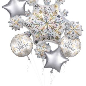 Let It Snow Mylar Balloon Bouquet Inflated
