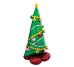 59" Christmas Tree Mylar Balloon Bouquet Inflated -Fill With Air Only