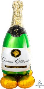 Green Champagne Bottle Mylar Balloon 60" for Birthday, Engagement & Birthday Inflated With Air Only