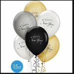 Happy New Year 15 Latex Balloons Bouquet Inflated with High Float
