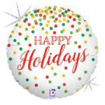 18" Happy Holidays ( Christmas) Mylar Balloon  Inflated