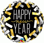 18" New Year Confetti Strips Mylar Balloon Inflated