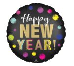 18" Happy New Year Satin Dotted Mylar Balloon Inflated