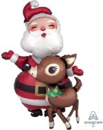 48" Giant Santa & Reindeer Mylar Balloon  Inflated -Fill With Air Only
